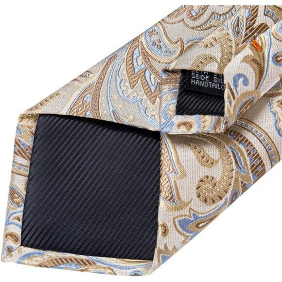 Men Silk Paisley Tie Pocket Square Cufflinks Set Wedding Tuxedo Formal - Picture 7 of 8